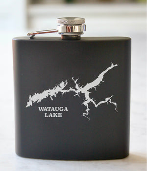 Watauga Lake (TN) Engraved Stainless Steel Flask - 6 oz.