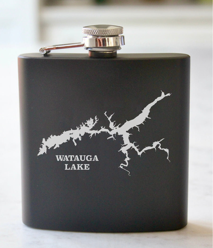 Watauga Lake (TN) Engraved Stainless Steel Flask - 6 oz.