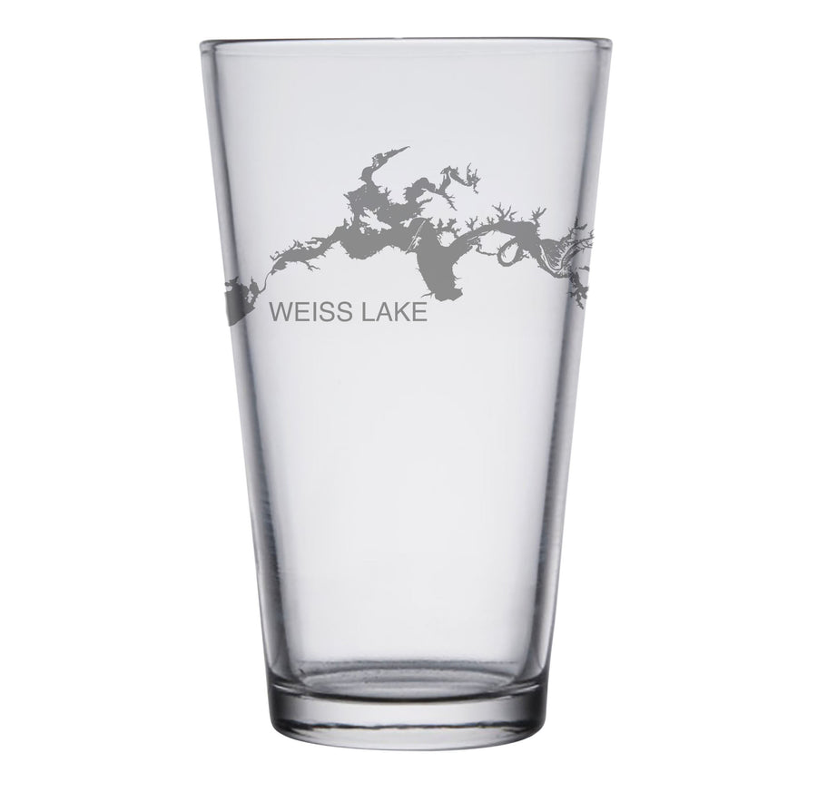 Weiss Lake, AL Engraved Map Glasses