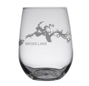 Weiss Lake, AL Engraved Map Glasses