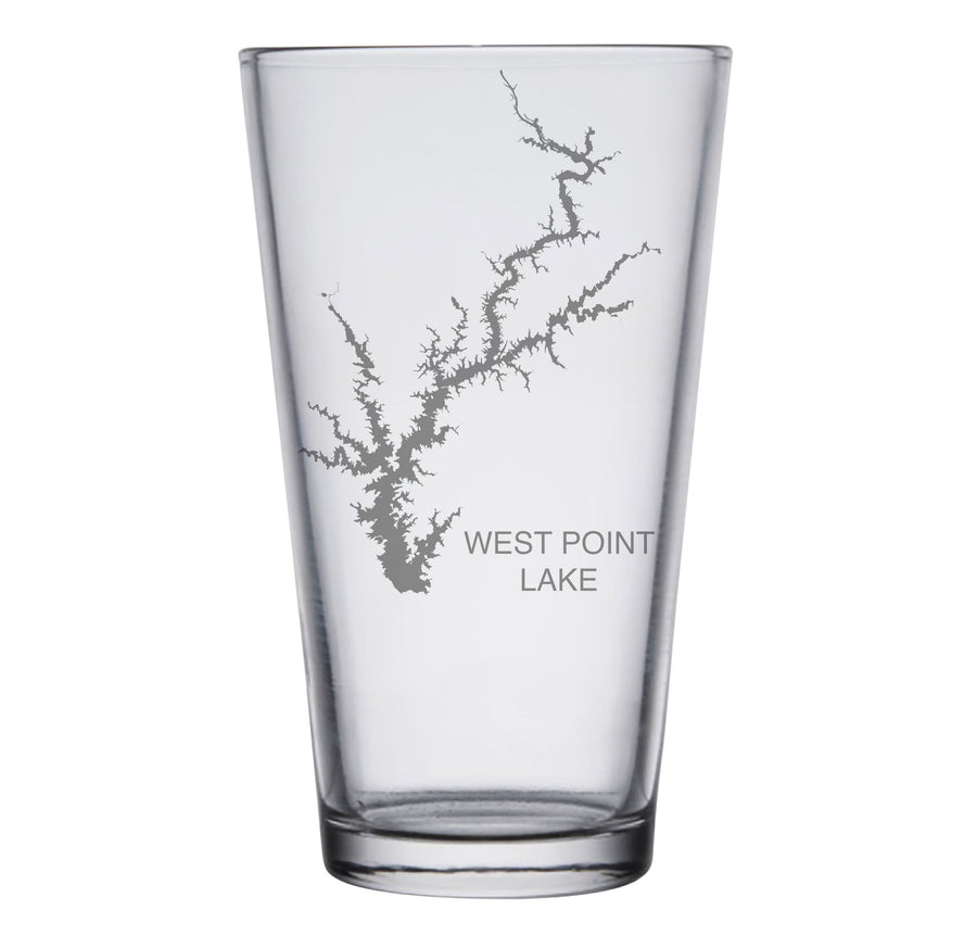 West Point Lake (GA) Map Engraved Glasses