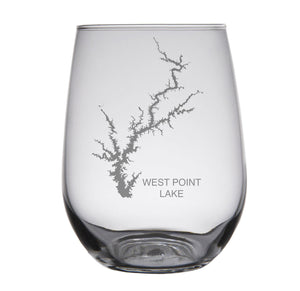 West Point Lake (GA) Map Engraved Glasses