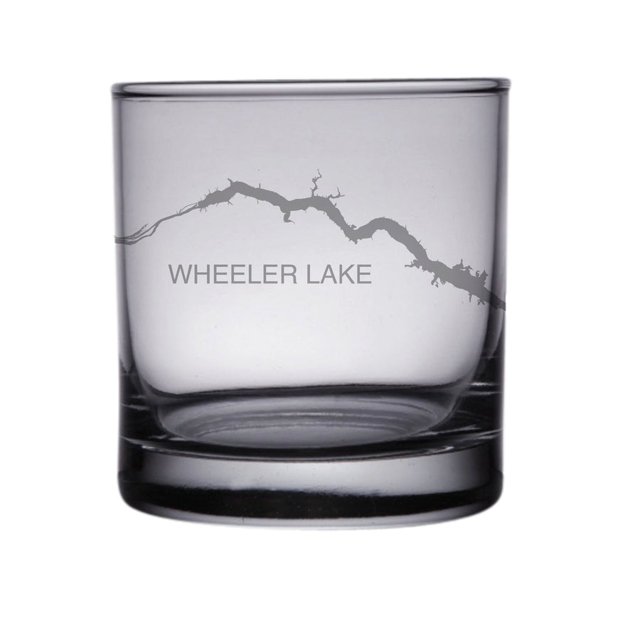 Wheeler Lake, AL Engraved Map Glasses