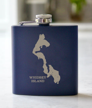 Whidbey Island Engraved Stainless Steel Flask - 6 oz.