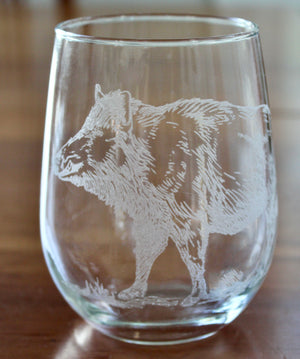 Wild Boar Engraved Glasses