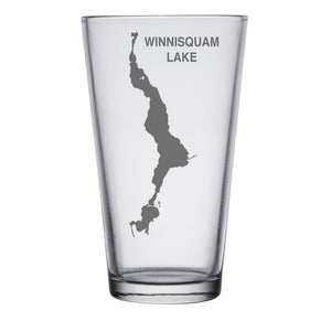 Lake Winnisquam Map Engraved Glasses