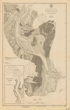 Winyah Bay Map - South Carolina Historical Chart 1919 - Nautical Chart Print - Paper | Canvas | Metal