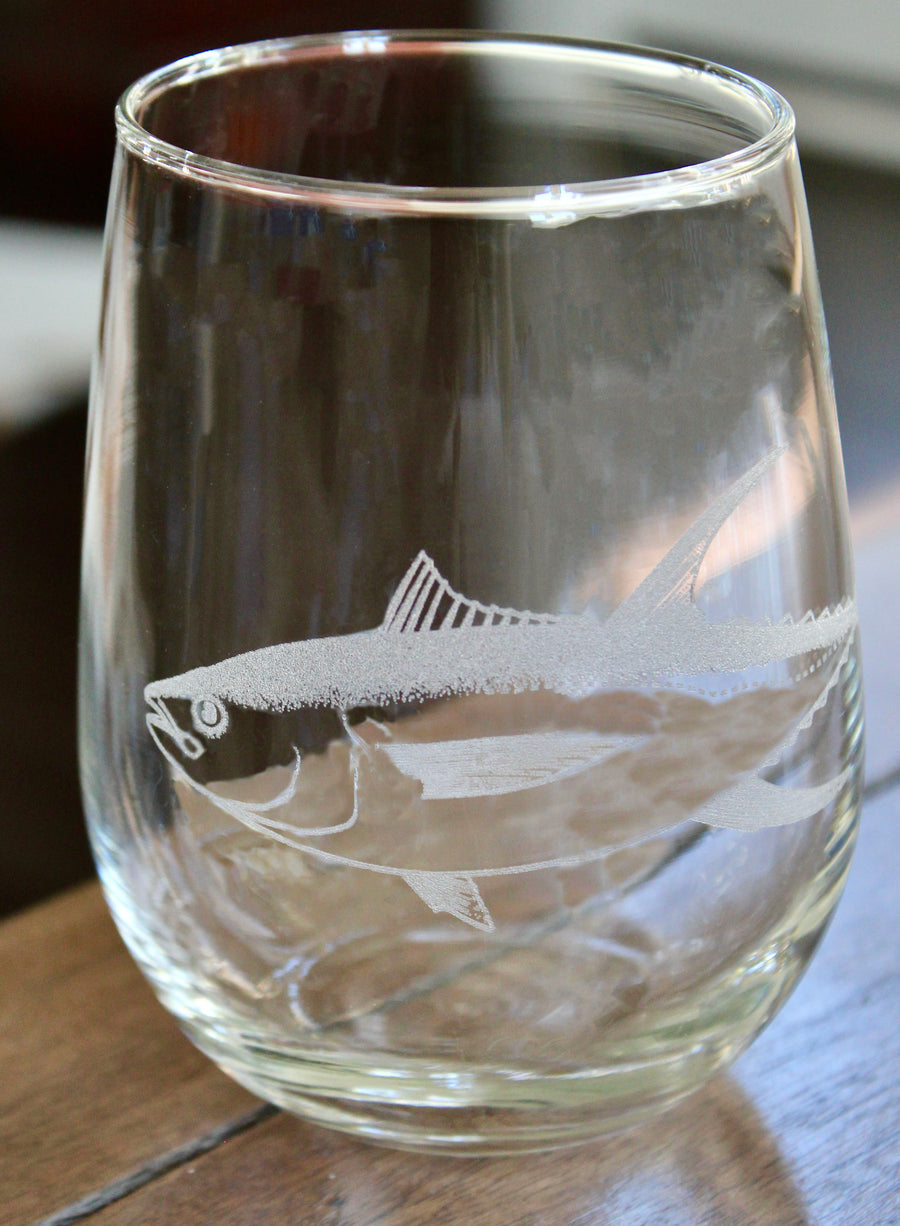 Yellowfin Tuna Engraved Glasses