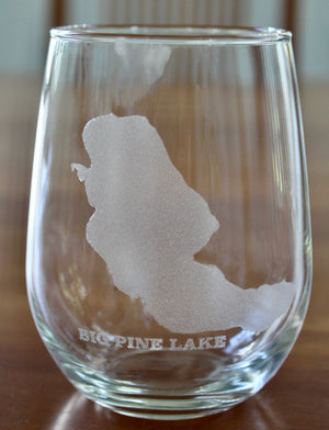 Big Pine Lake Map Engraved Glasses