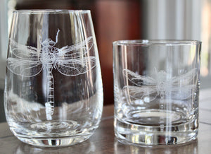 Dragonfly Engraved Glasses