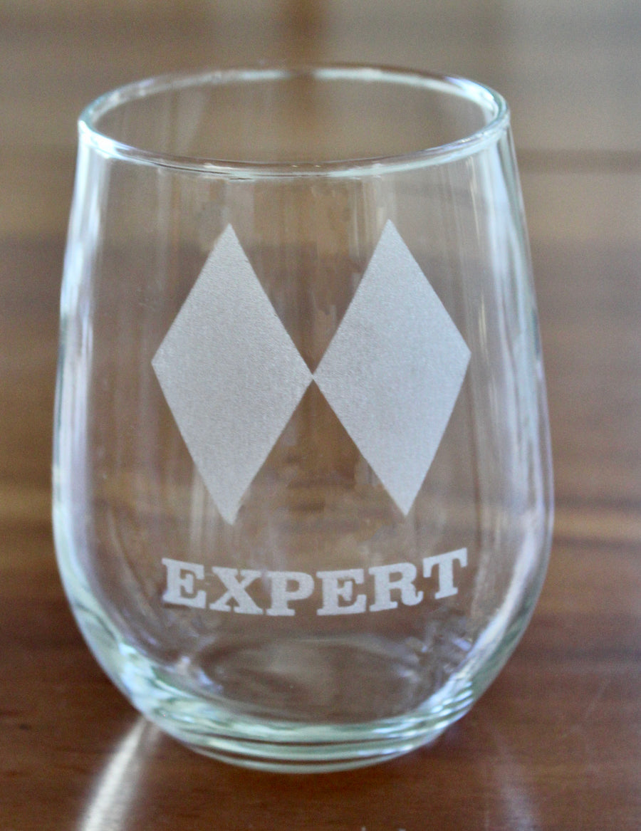 Ski Trail Symbol Engraved Glasses - Expert