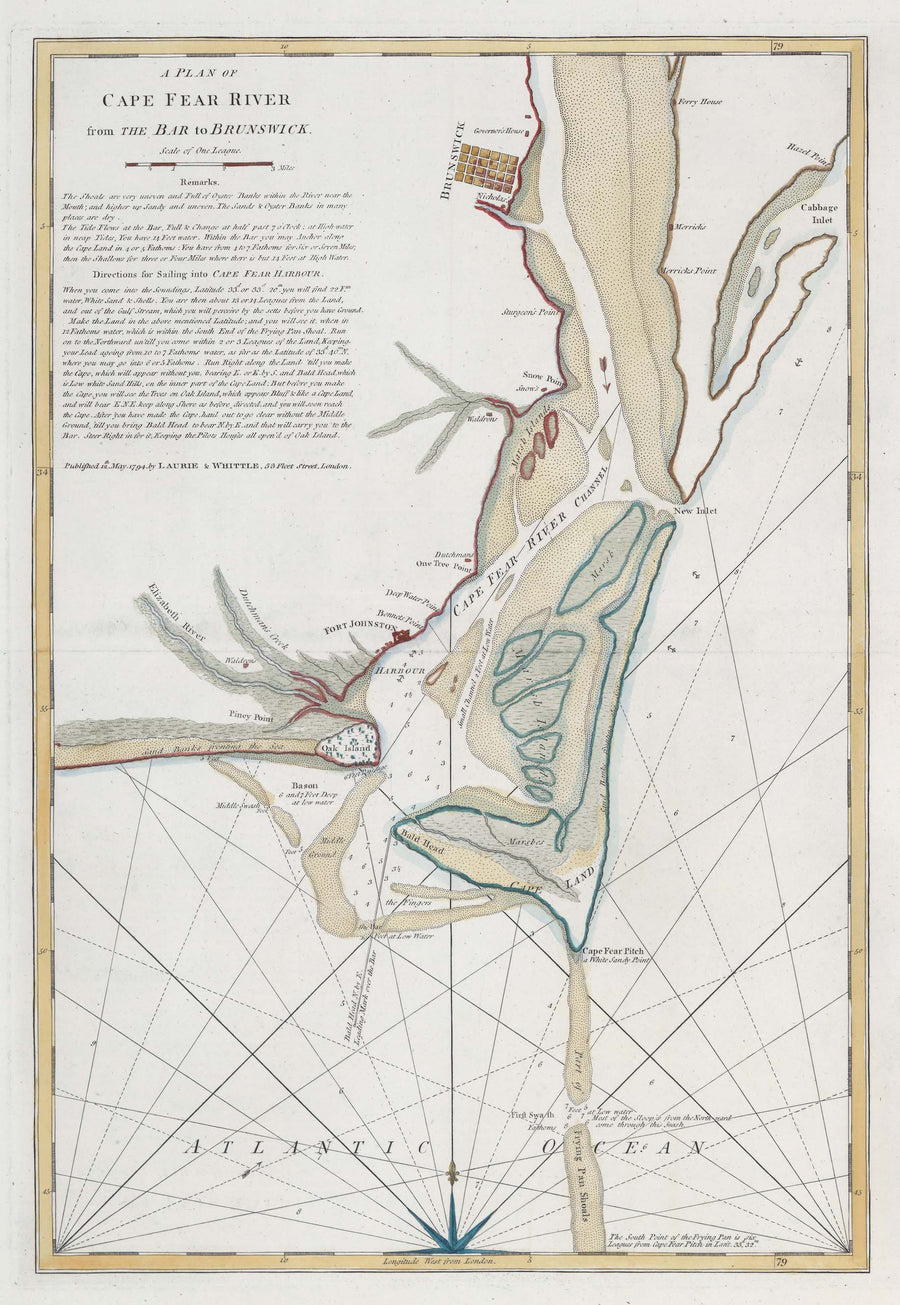 A Plan of Cape Fear River- Bar to Brunswick Map