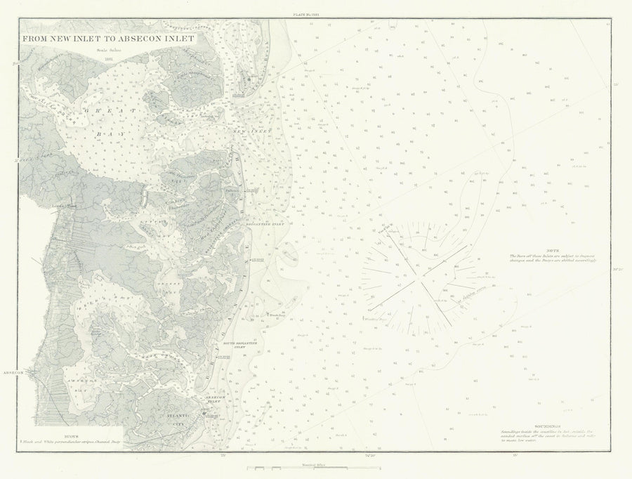 Absecon Inlet Historical Map - 1881