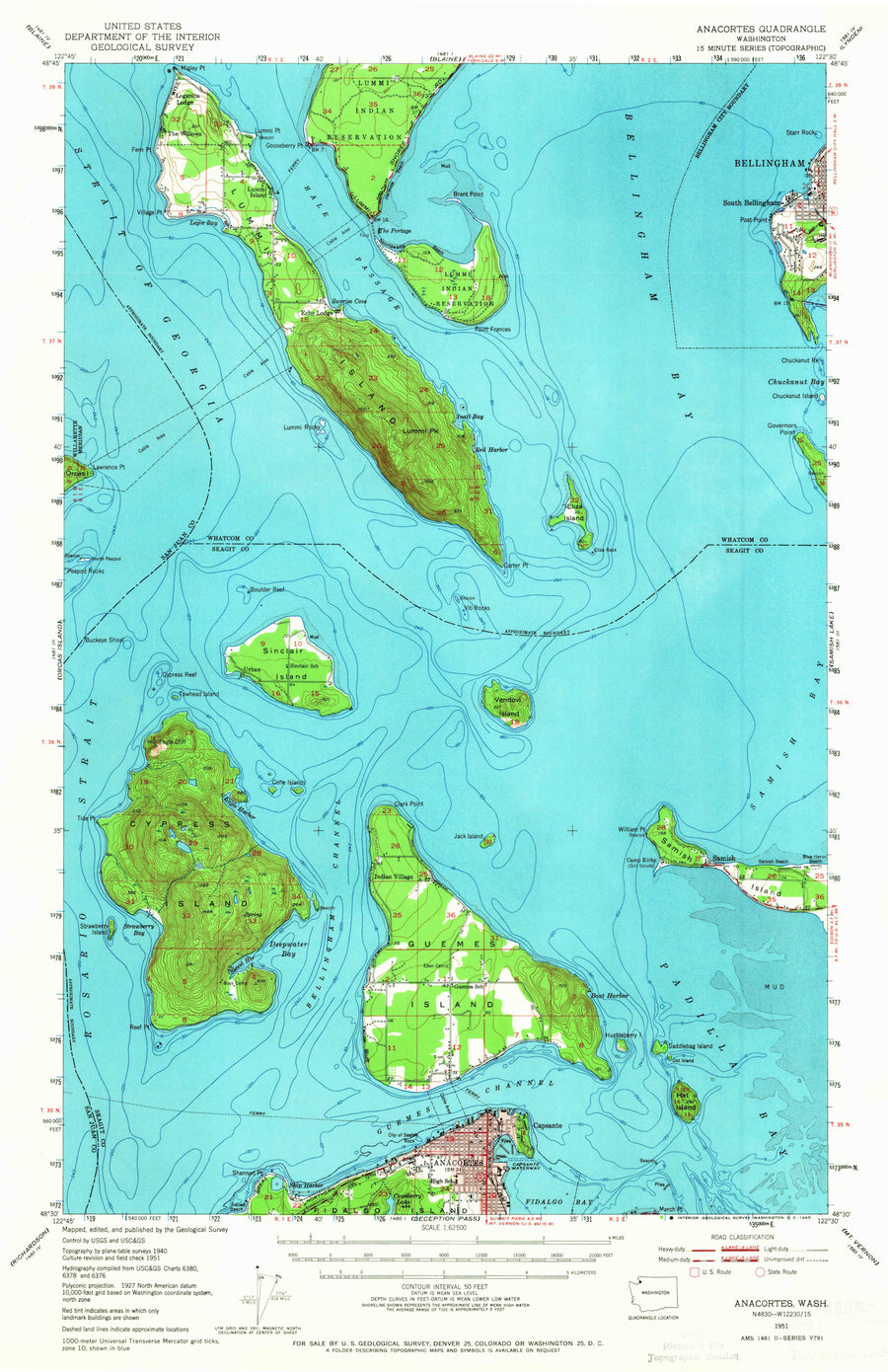 Anacortes Topographic Map - 1951