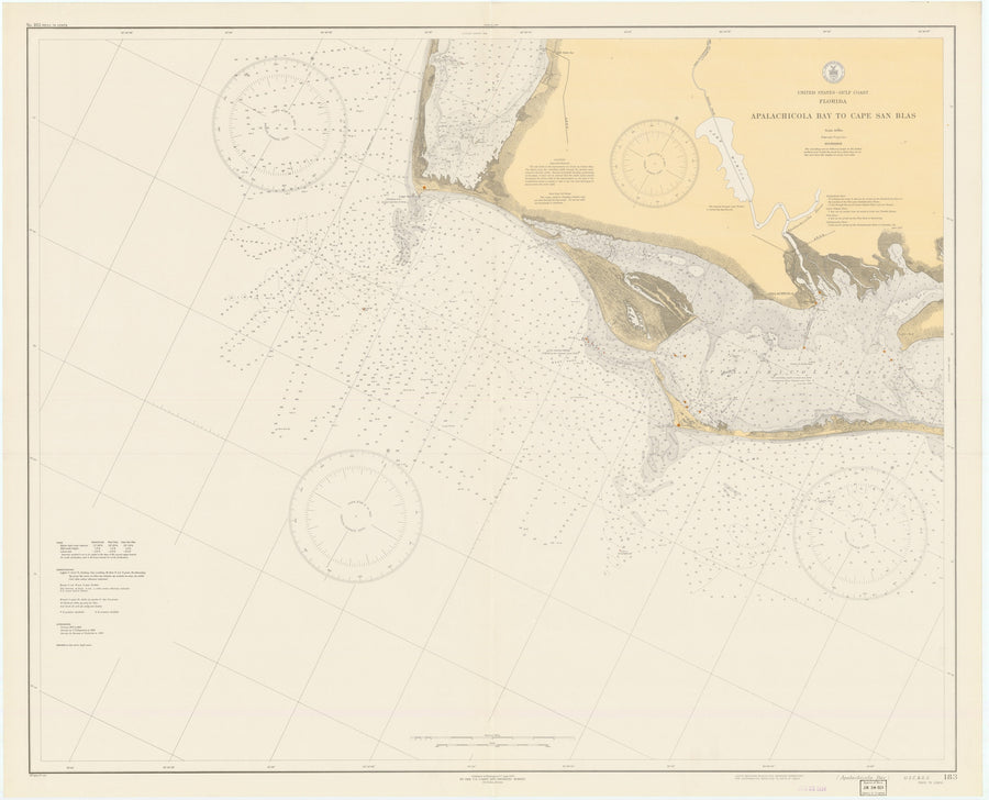 Apalachicola Bay to Cape San Blas Florida Map - 1934