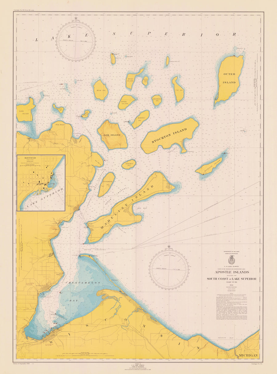Apostle Islands - Lake Superior Map - 1948