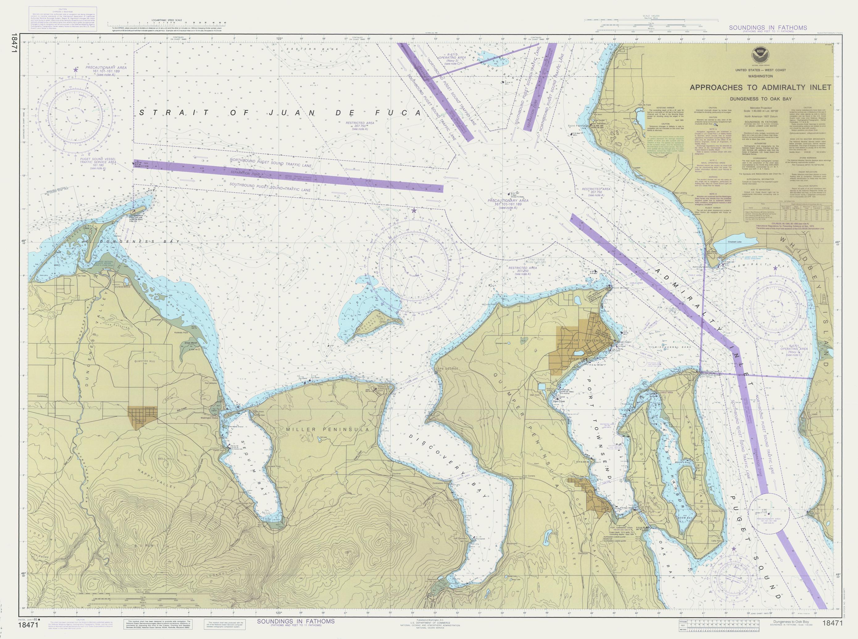 Approaches to Admiralty Inlet Dungeness to Oak Bay Map 1985 – HullSpeed ...