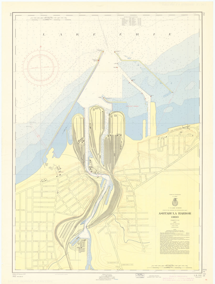 Ashtabula Harbor Map 1957