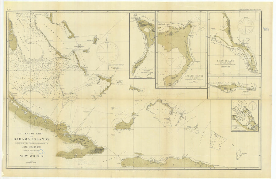 Bahama Islands Map (The Bahamas) Chart - 1880