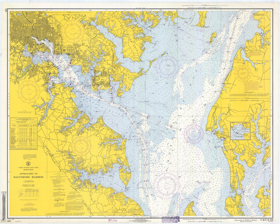 Baltimore Harbor and Approaches Map - 1968