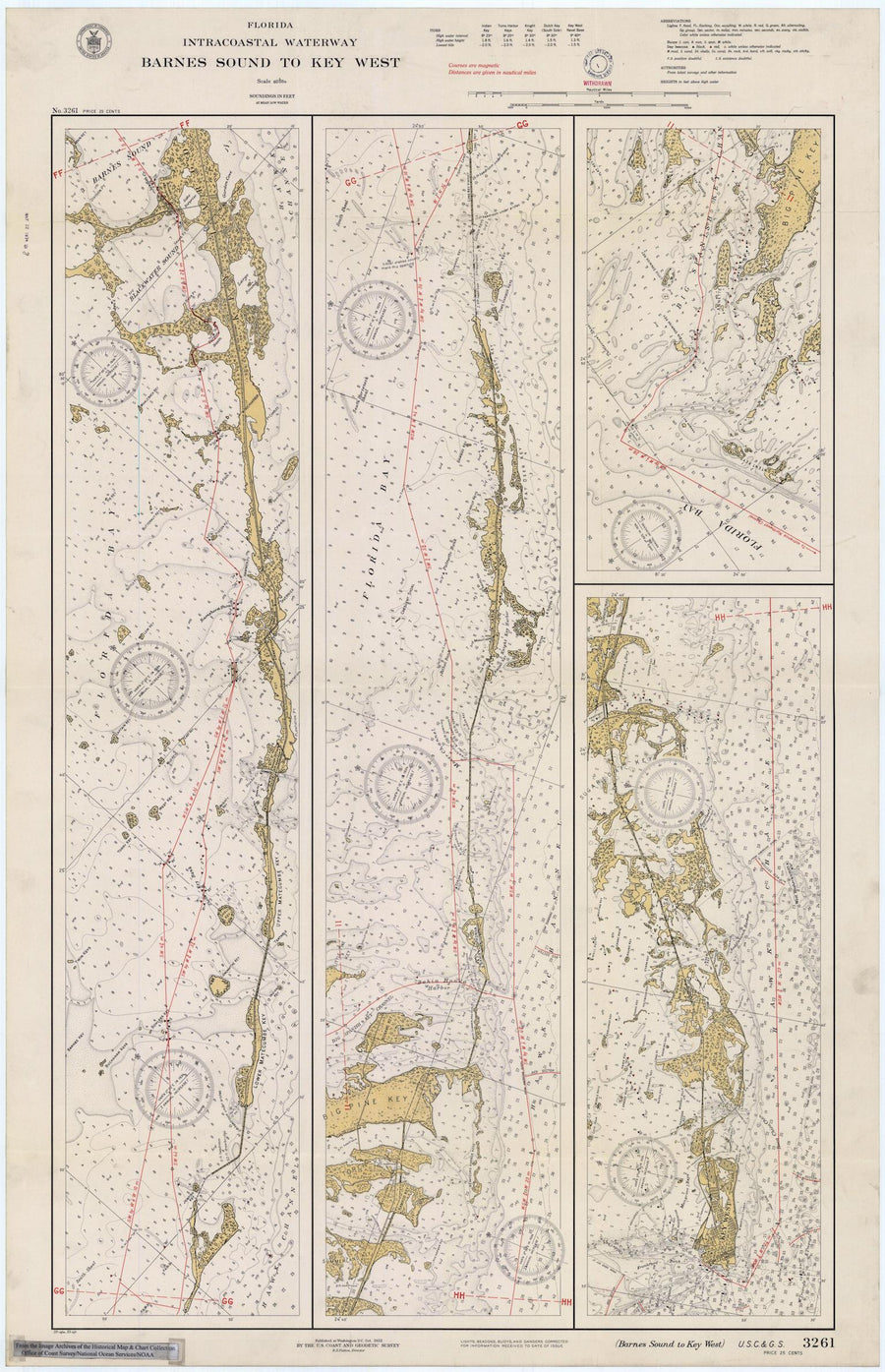 Barnes Sound to Key West Map 1933