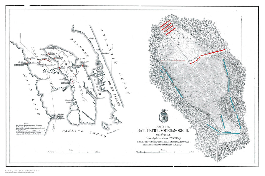 Battlefield of Roanoke Map 1862