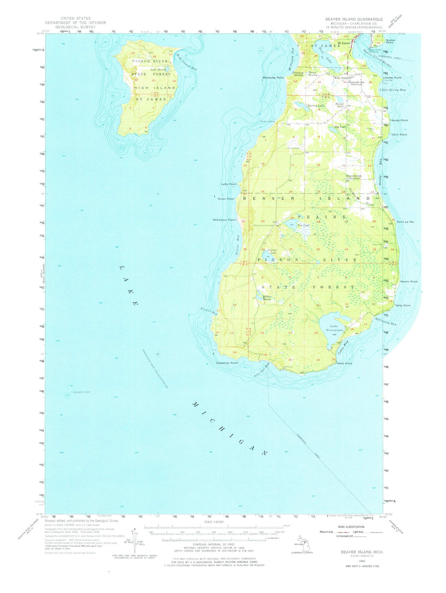 Beaver Island Topographic Map - 1956