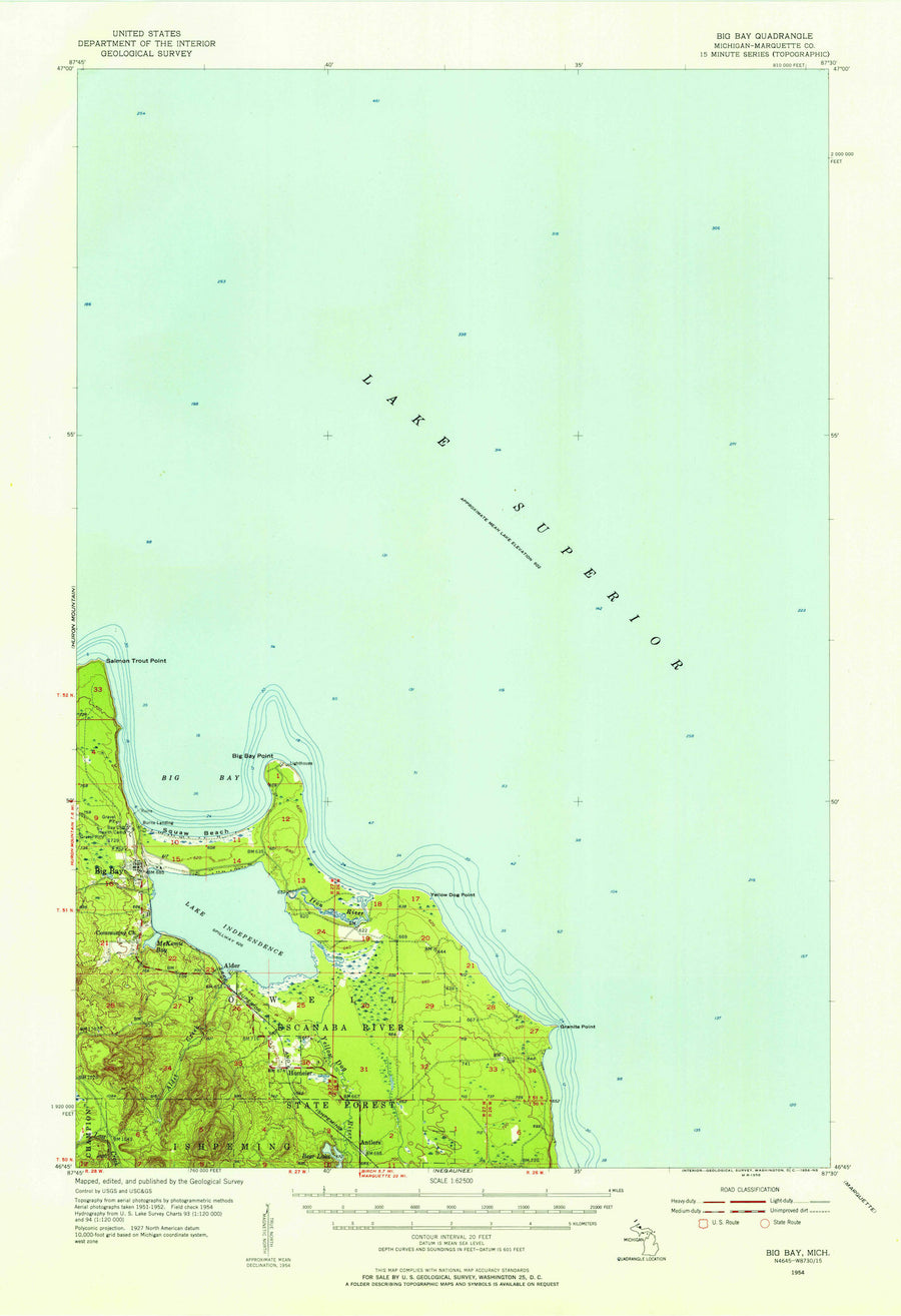 Big Bay Topographic Map - 1954