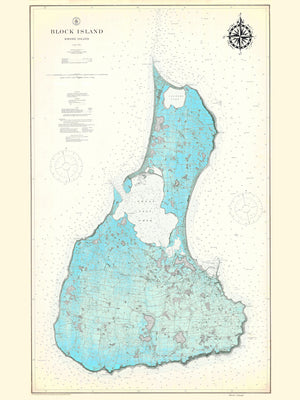 Block Island Map - 1914 (Blue)