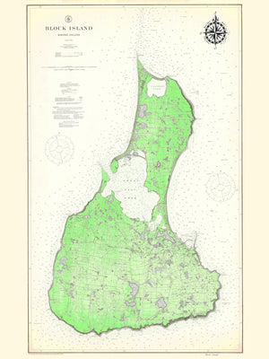 Block Island Map - 1914 (Green)