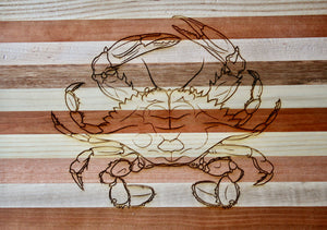 Blue Crab Engraved Wooden Serving Board & Bar Board