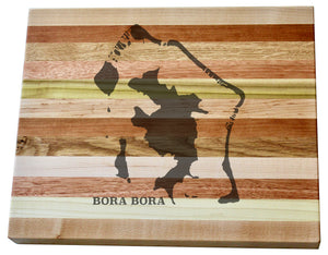 Bora Bora Map Engraved Wooden Serving Board