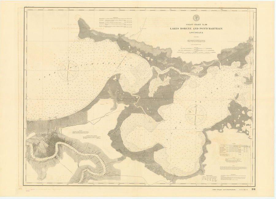 Borgne Lake & Pontchartrain Lake Map - 1896
