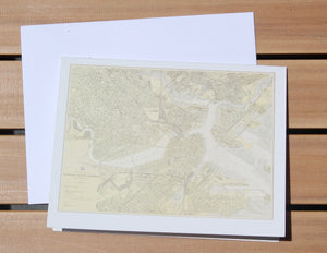 Boston Harbor Map Notecards (1921) 4.25"x5.5"