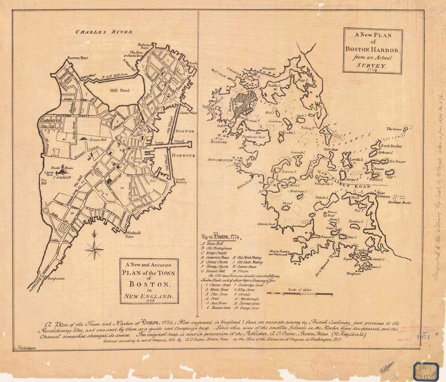 Boston Harbor Plan Map - 1774