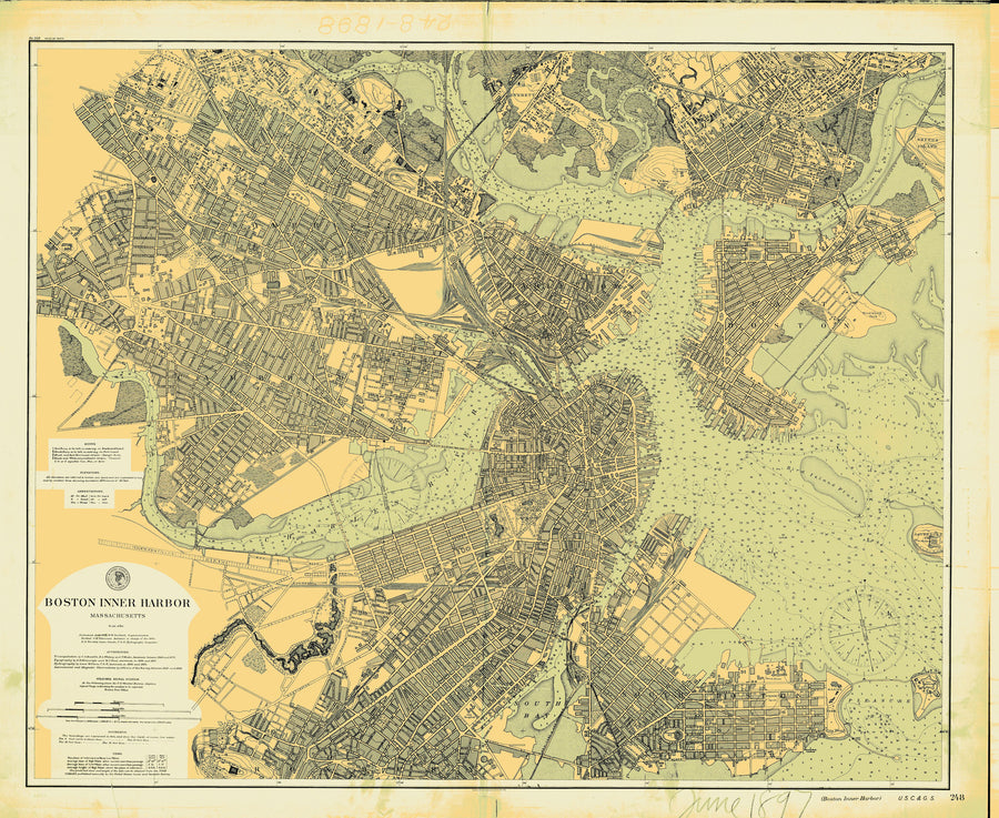 Boston Inner Harbor Map - 1897