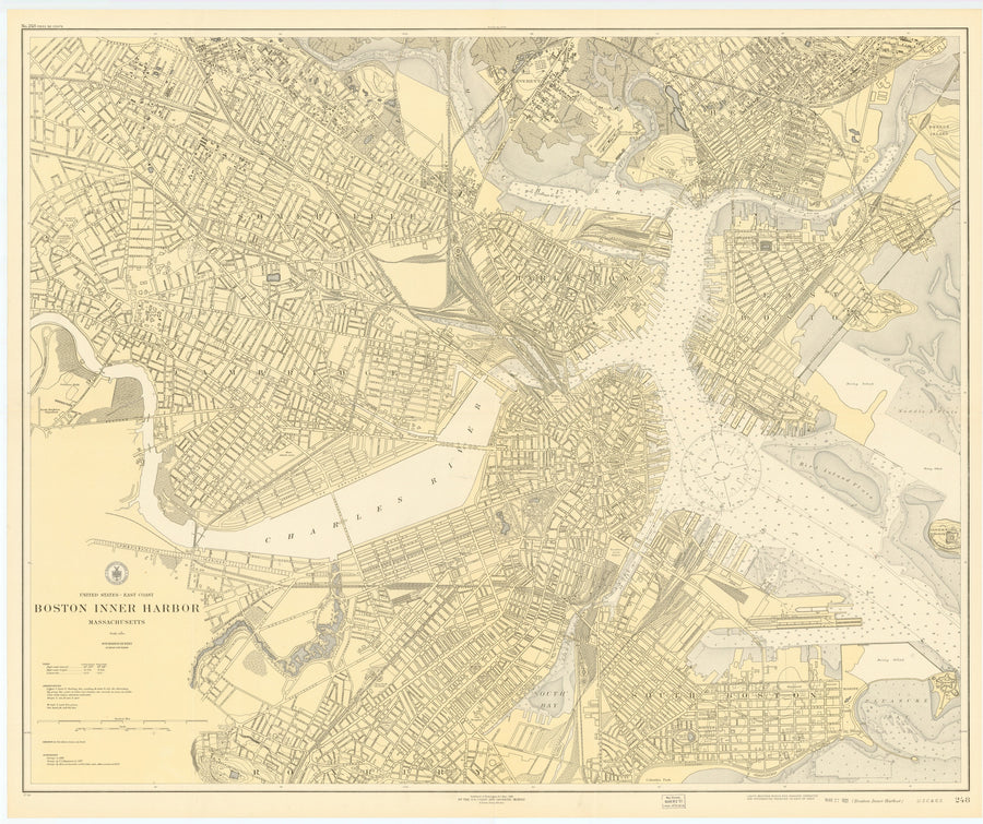Boston Inner Harbor Map - 1921