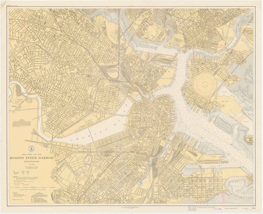 Boston Inner Harbor Map - 1935