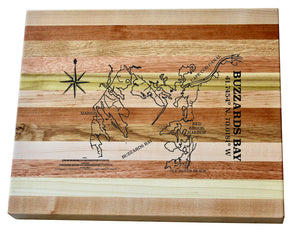 Buzzards Bay Map Engraved Wooden Serving Board & Bar Board