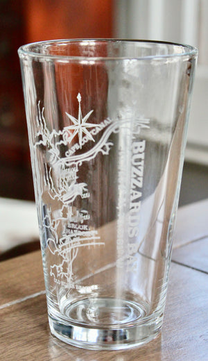 Buzzards Bay Map Engraved Glasses