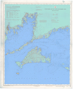 Buzzard's Bay & Martha's Vineyard Map - (Blue & Green)