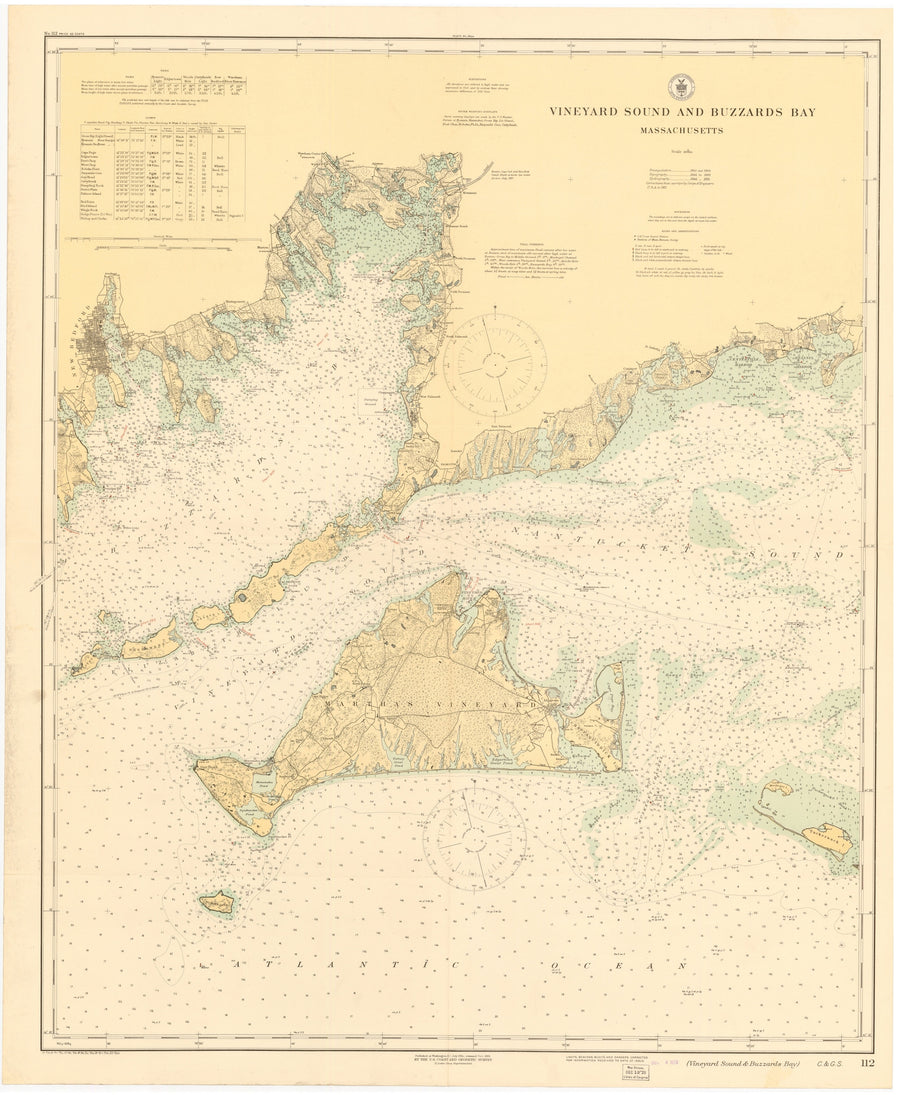 Buzzard's Bay & Martha's Vineyard Map - 1920