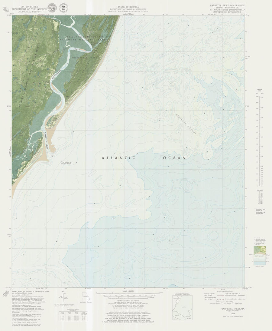 Cabretta Inlet Map - 1979
