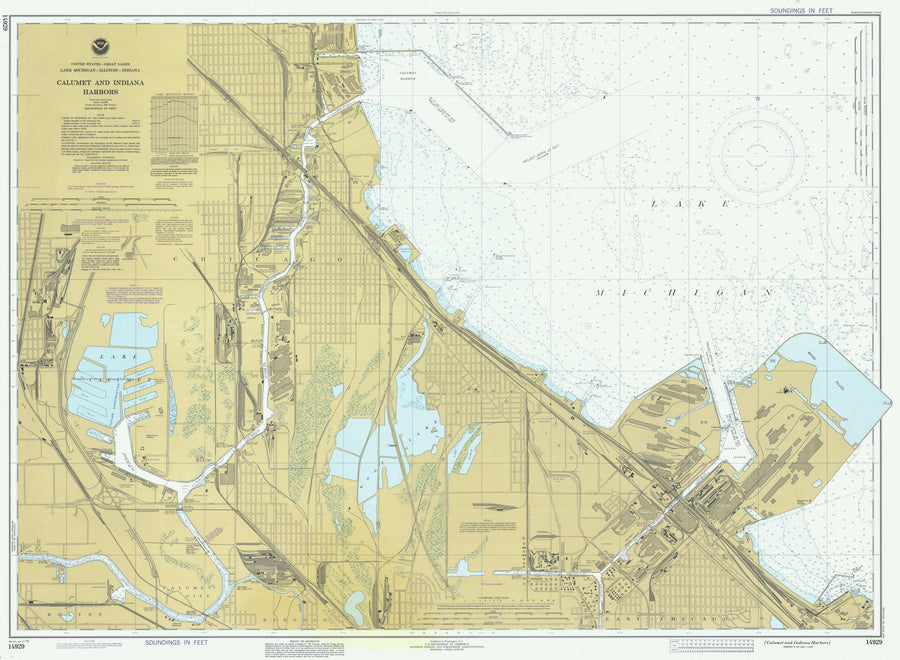 Calumet and Indiana Harbors - Lake Michigan Map 1979