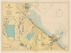 Lake Michigan Map - Calumet and Indiana Harbors - 1947