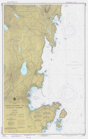 Camden, Rockport and Rockland Harbors Map 1977