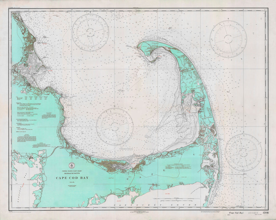 Cape Cod Bay Map - 1933 (Aqua)