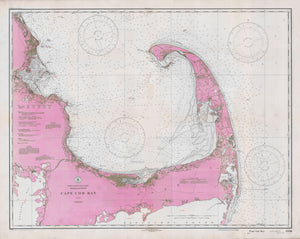 Cape Cod Bay Map - 1933 (Pink)