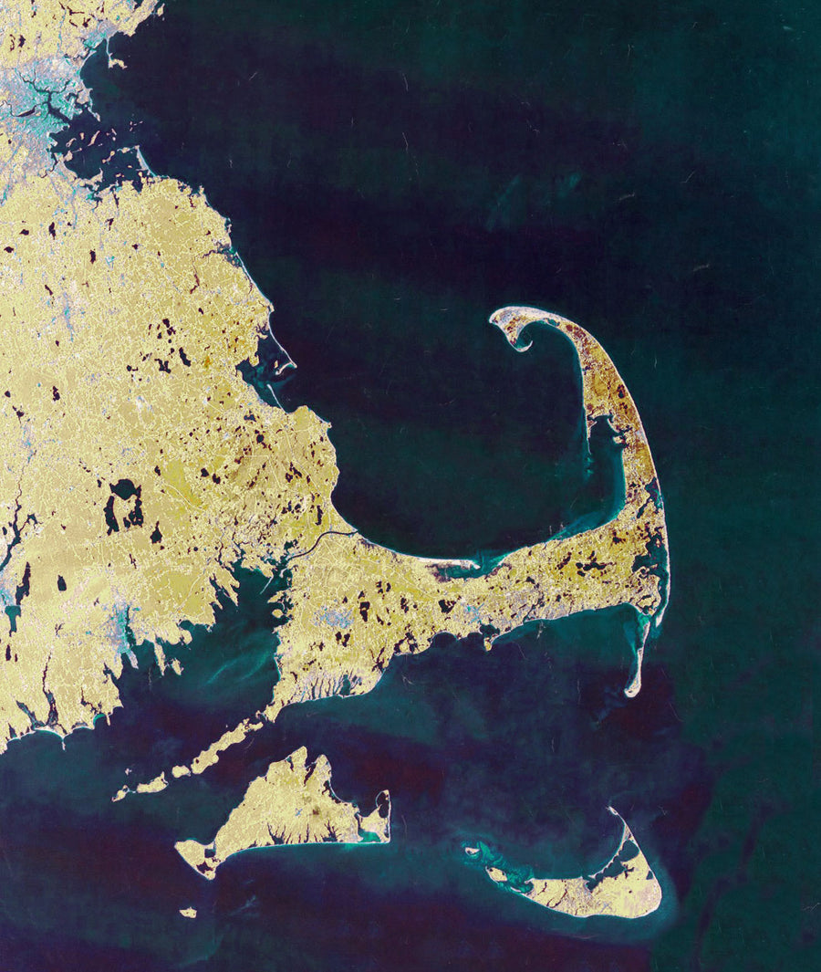 Cape Cod Bay Satellite Map (yellow)