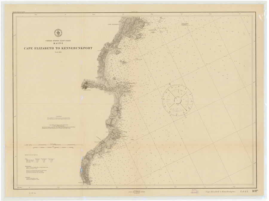 Cape Elizabeth to Kennebunkport Maine Map 1912
